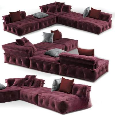 现代布艺多人转角沙发-16